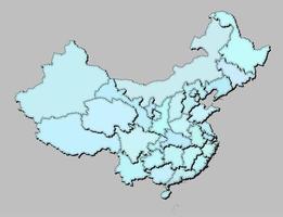 Map of China with states isolated vector