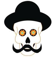 muerto día calaveras mexicano azúcar humano cabeza hueso Víspera de Todos los Santos tatuaje dia Delaware los muertos. vector ilustración aislado en blanco antecedentes