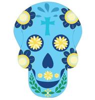 Dead day skulls. Mexican sugar human head bone Halloween tattoo dia de los muertos. Vector illustration isolated on white background
