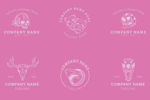 Minimalist Logo Templates Set Mystical Collection Element On Pink Pastel. vector