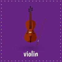 Learning cards for kids. Musical instrument. Violin. Educational worksheets for kids. Preschool activity page vector