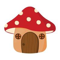 Simple Mushroom House Drawing Icon Clipart in Cartoon Vector Illustration