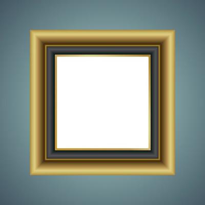 Gold frame isolated on white center object