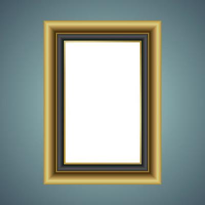 Gold frame isolated on white center object