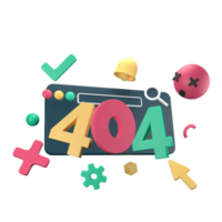 HTTP Four Hundred Four Not Found Status Code 3D rendering on transparent background. Ui UX icon design web and app trend png