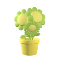 Green Plant in Pot 3D rendering isolated on white background. Ui UX icon design web and app trend png