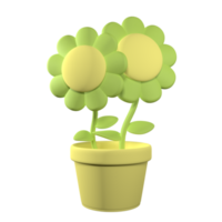 verde planta en maceta 3d representación aislado en blanco antecedentes. ui ux icono diseño web y aplicación tendencia png