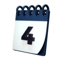 Daily calendar plan icon with number 3D rendering isolated on white background. Ui UX icon design web and app trend png