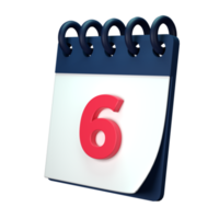 Daily calendar plan icon with number 3D rendering isolated on white background. Ui UX icon design web and app trend png