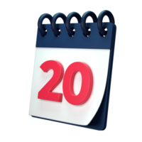 Daily calendar plan icon with number 3D rendering isolated on white background. Ui UX icon design web and app trend png