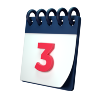 Täglich Kalender planen Symbol mit Nummer 3d Rendern isoliert auf Weiß Hintergrund. ui ux Symbol Design Netz und App Trend png