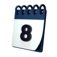 Daily calendar plan icon with number 3D rendering isolated on white background. Ui UX icon design web and app trend png