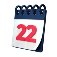 Daily calendar plan icon with number 3D rendering isolated on white background. Ui UX icon design web and app trend png