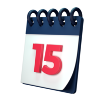 Daily calendar plan icon with number 3D rendering isolated on white background. Ui UX icon design web and app trend png