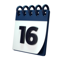 Täglich Kalender planen Symbol mit Nummer 3d Rendern isoliert auf Weiß Hintergrund. ui ux Symbol Design Netz und App Trend png