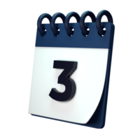 Daily calendar plan icon with number 3D rendering isolated on white background. Ui UX icon design web and app trend png