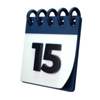 Täglich Kalender planen Symbol mit Nummer 3d Rendern isoliert auf Weiß Hintergrund. ui ux Symbol Design Netz und App Trend png