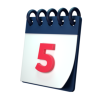 Daily calendar plan icon with number 3D rendering isolated on white background. Ui UX icon design web and app trend png