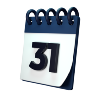 Daily calendar plan icon with number 3D rendering isolated on white background. Ui UX icon design web and app trend png