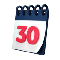 Daily calendar plan icon with number 3D rendering isolated on white background. Ui UX icon design web and app trend png