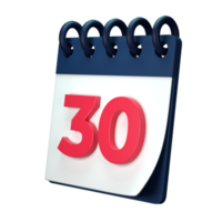 Daily calendar plan icon with number 3D rendering isolated on white background. Ui UX icon design web and app trend png