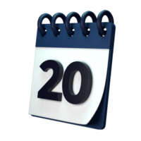 Täglich Kalender planen Symbol mit Nummer 3d Rendern isoliert auf Weiß Hintergrund. ui ux Symbol Design Netz und App Trend png