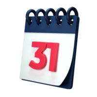 diario calendario plan icono con número 3d representación aislado en blanco antecedentes. ui ux icono diseño web y aplicación tendencia png