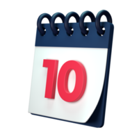 Daily calendar plan icon with number 3D rendering isolated on white background. Ui UX icon design web and app trend png