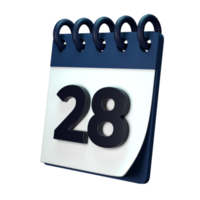 Daily calendar plan icon with number 3D rendering isolated on white background. Ui UX icon design web and app trend png