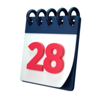 Daily calendar plan icon with number 3D rendering isolated on white background. Ui UX icon design web and app trend png