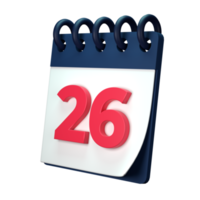 Täglich Kalender planen Symbol mit Nummer 3d Rendern isoliert auf Weiß Hintergrund. ui ux Symbol Design Netz und App Trend png