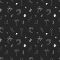 Seamless Pattern With Hand Drawn Elements With A Surf Theme. vector
