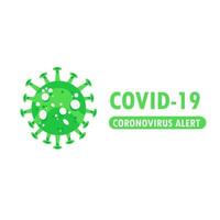 Coronavirus logo Covid-19 isolated on white. Green medical epidemic virus symbol. Coronavirus quarantine vector illustration concept