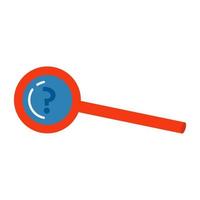 Magnifying glass with a question mark vector icon illustration. Symbol design search concept isolated and business zoom lens research. Searching and find magnification communication discovery look