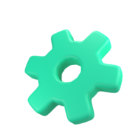 Gear Icon 3D rendering isolated on transparent background. Ui UX icon design web and app trend png