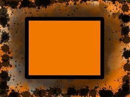 orange black halloween grunge background with frame for text vector