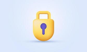 unique realistic locked padlock closed icon 3d design isolated on vector