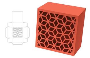 caja con estarcido geométrico modelo morir cortar modelo y 3d Bosquejo vector