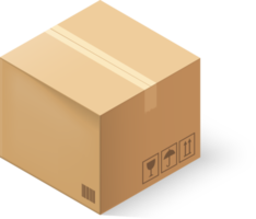 Closed cardboard box taped up and isolated. png