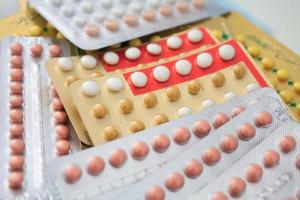 Colorful oral contraceptive pill photo