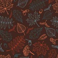 Seamless pattern with autumn leaves. Hand drawn vector illustration.