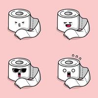 vector illustration of cute toilet paper emoji