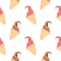 seamless pattern of chocolate and strawberry flavored ice cream vector