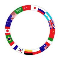 Round frame from flags of countries. Template for design. Vector illustration. Place for text.