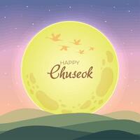 happy chuseok lettering in moon vector