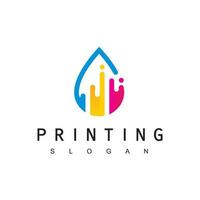 Digital Print Logo Design Template Using Colorful Drop Water Icon vector