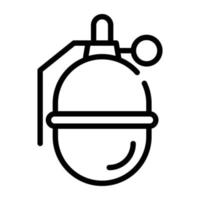 Hand grenade for bombing in wars, line icon vector