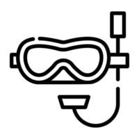 un práctico línea icono de escafandra autónoma máscara vector