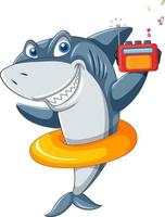 Smiling shark cartoon character vector