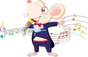 Rat singer cartoon character on white background vector